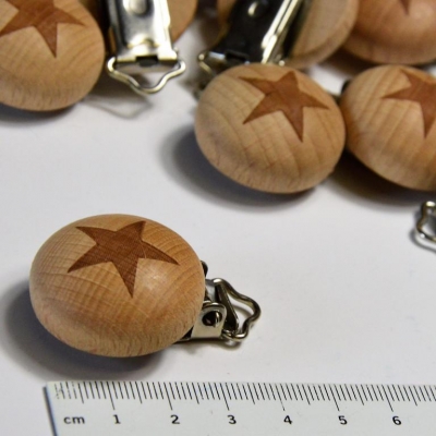 Baby Schnuller Clips | Stern | Holz